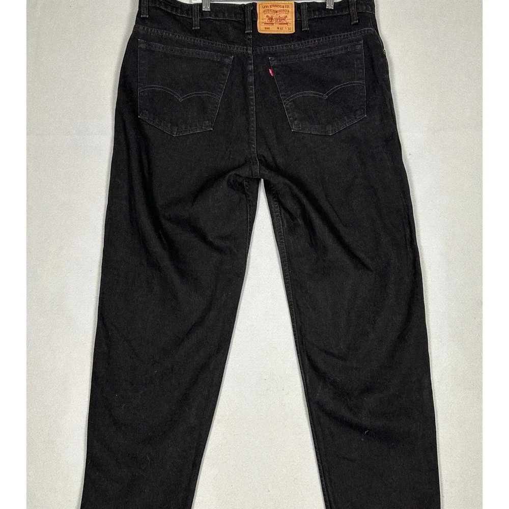 Levi 550 Jeans Mens 42X32 Black Relaxed Fit Tapered Leg Denim Made In Canada